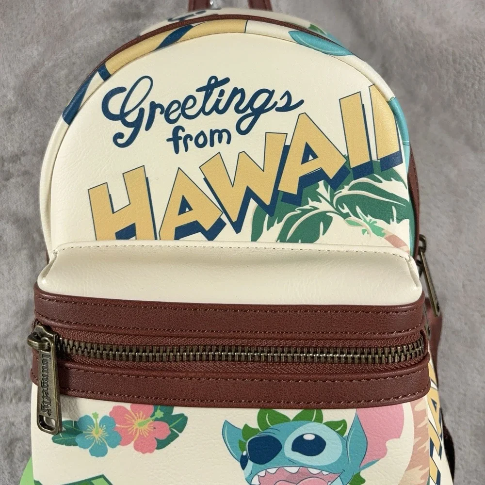 Loungefly Disney Lilo & Stitch Hawaii Postcard Mini Backpack Bag AOP